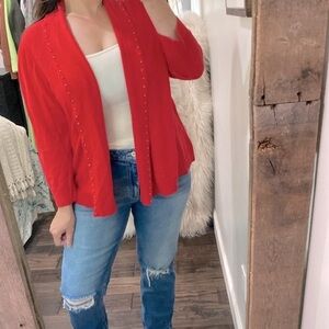 Ruby Road red knit sweater cardigan size 1X
